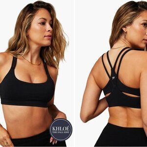 Fabletics Women's Principal Low Impact Bra Sports Black Double Strap Athletic